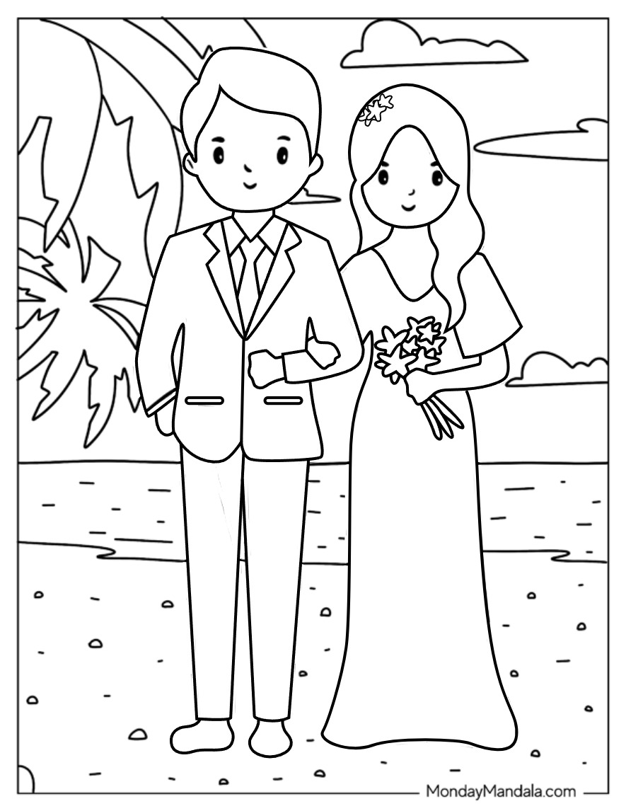 10 Charming Cartoon Wedding Coloring Pages for Creative Fun