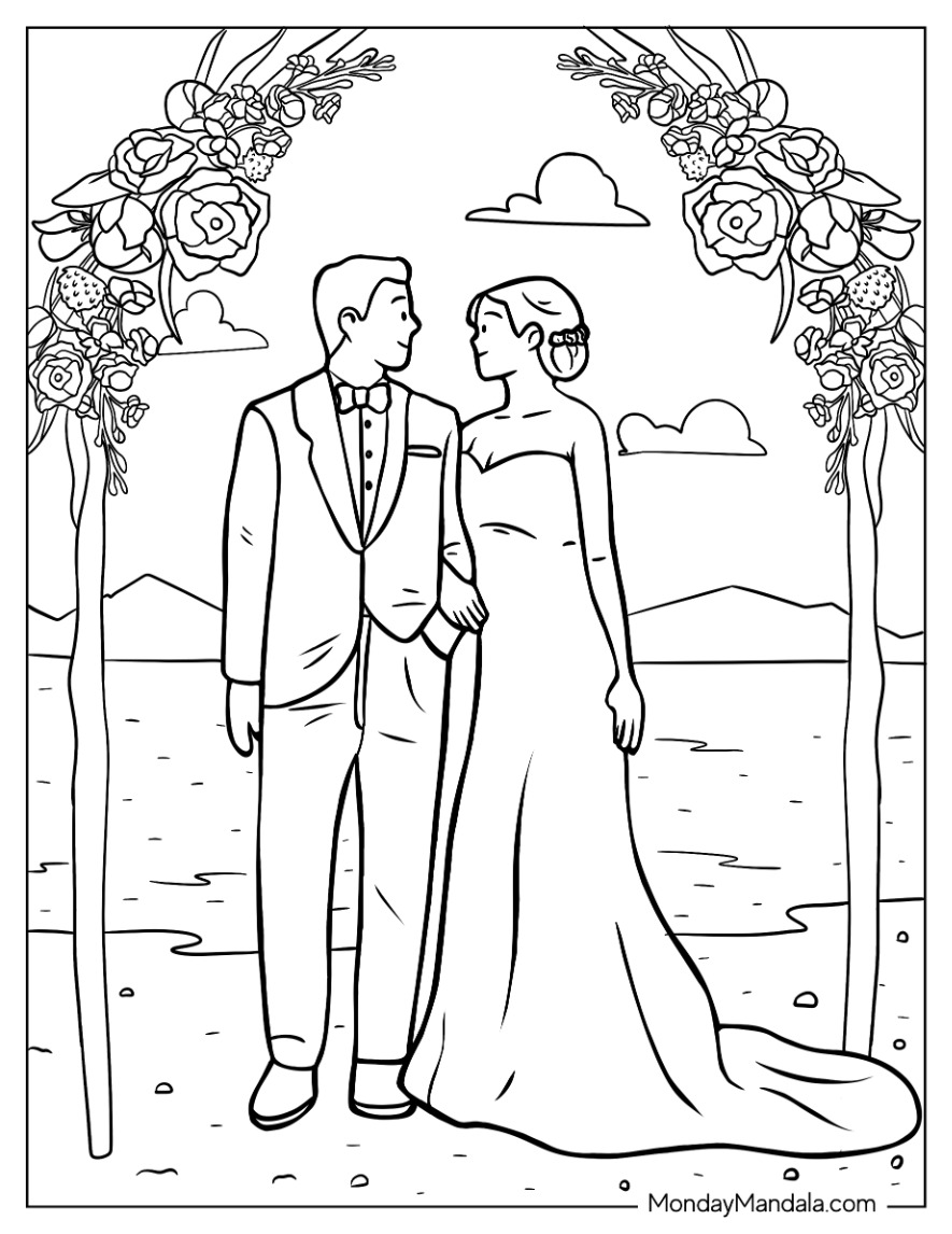 10 Charming Cartoon Wedding Coloring Pages for Creative Fun