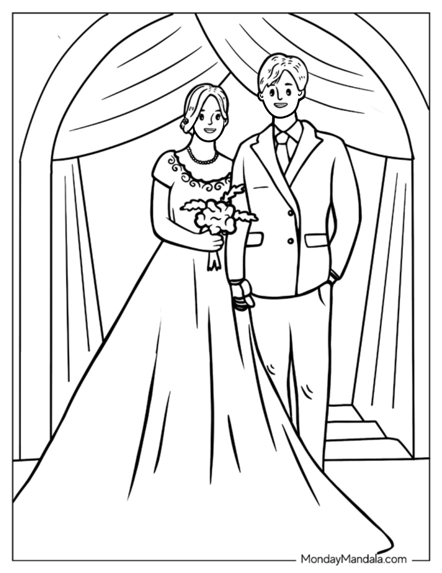 10 Charming Cartoon Wedding Coloring Pages for Creative Fun