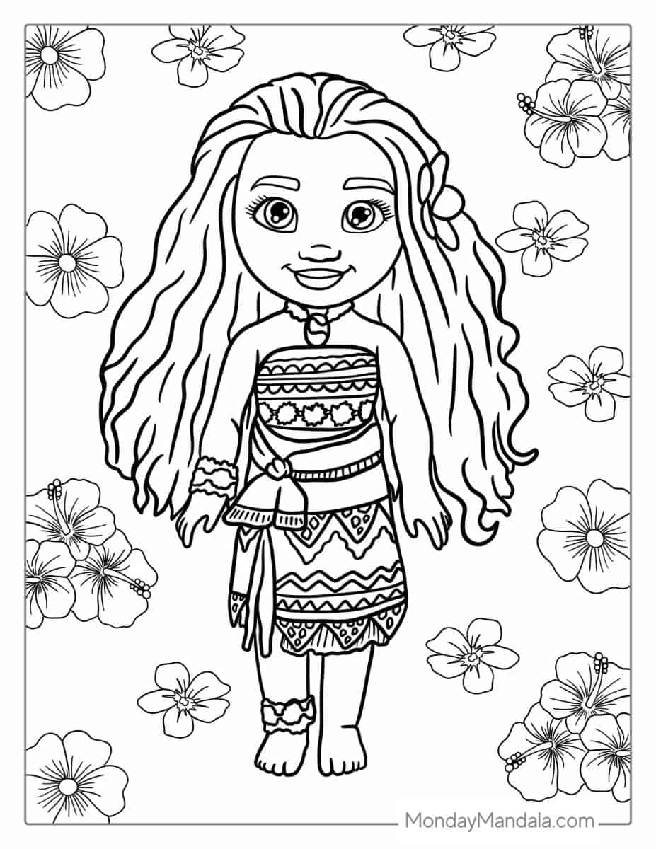 10 Magical Moana Cartoon Coloring Pages for Kids