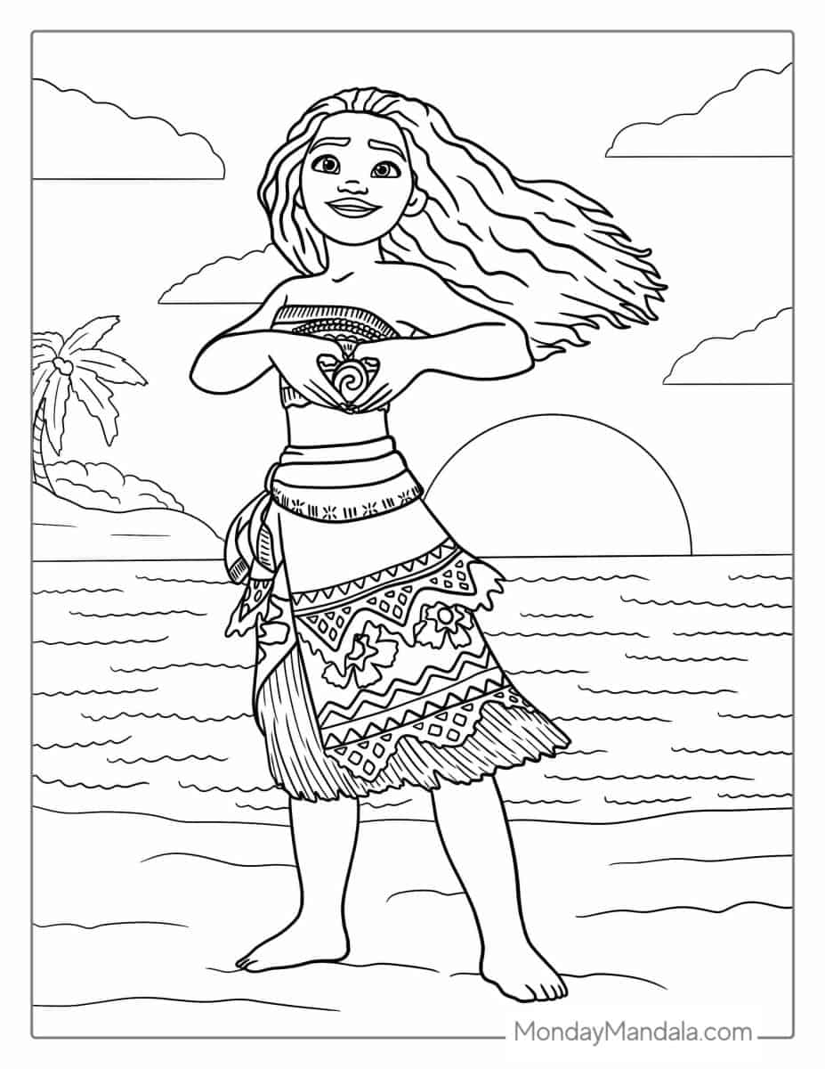 10 Magical Moana Cartoon Coloring Pages for Kids