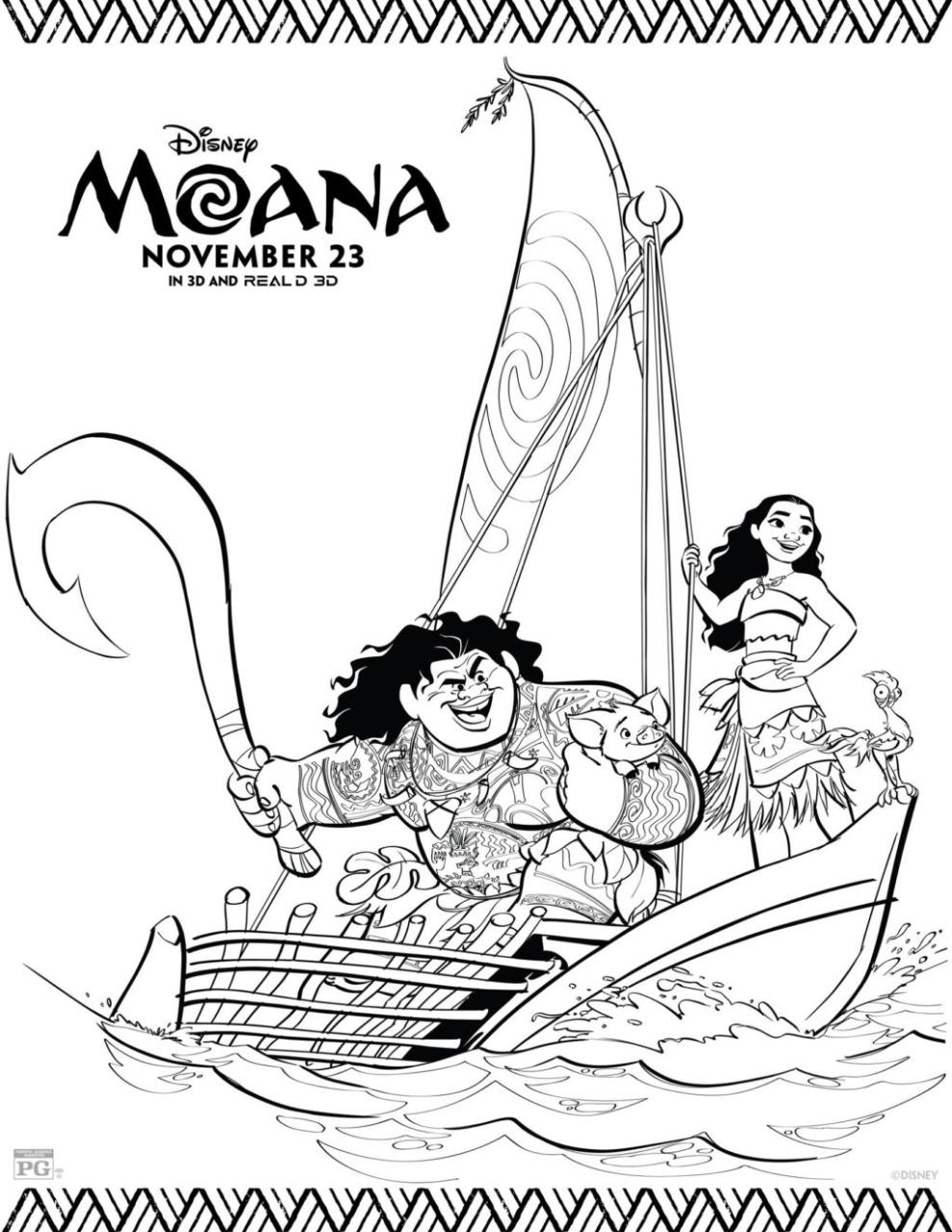 10 Magical Moana Cartoon Coloring Pages for Kids