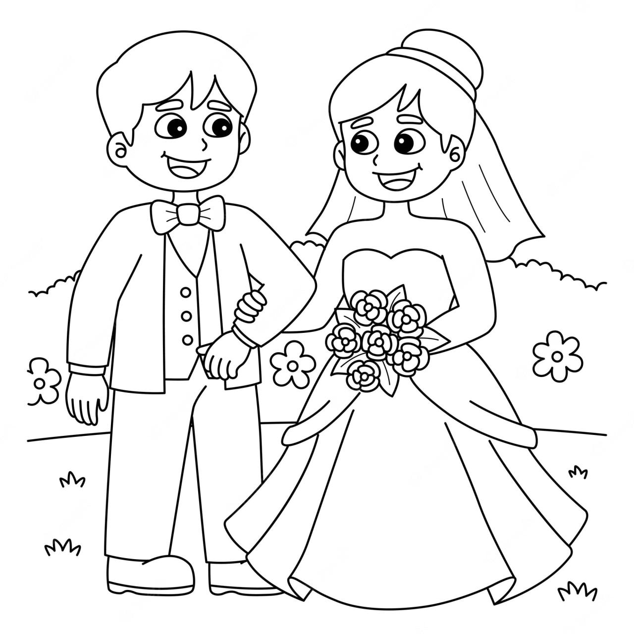 10 Charming Cartoon Wedding Coloring Pages for Creative Fun