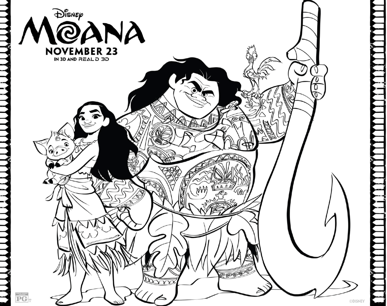 10 Magical Moana Cartoon Coloring Pages for Kids