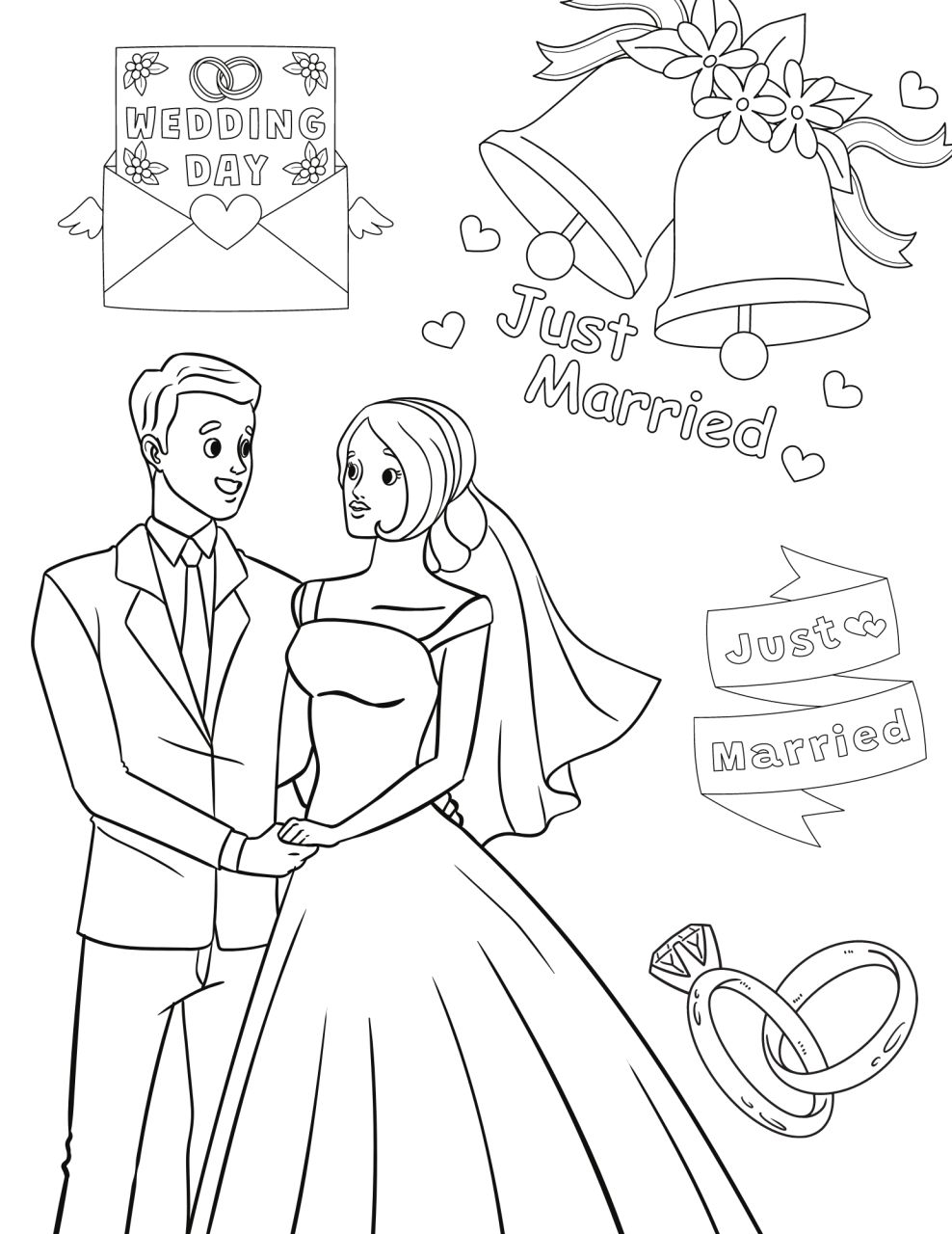 10 Charming Cartoon Wedding Coloring Pages for Creative Fun