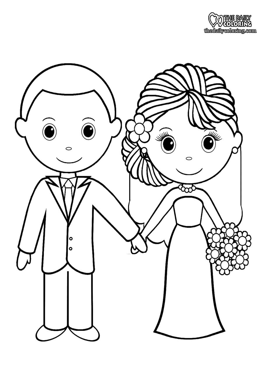 10 Charming Cartoon Wedding Coloring Pages for Creative Fun