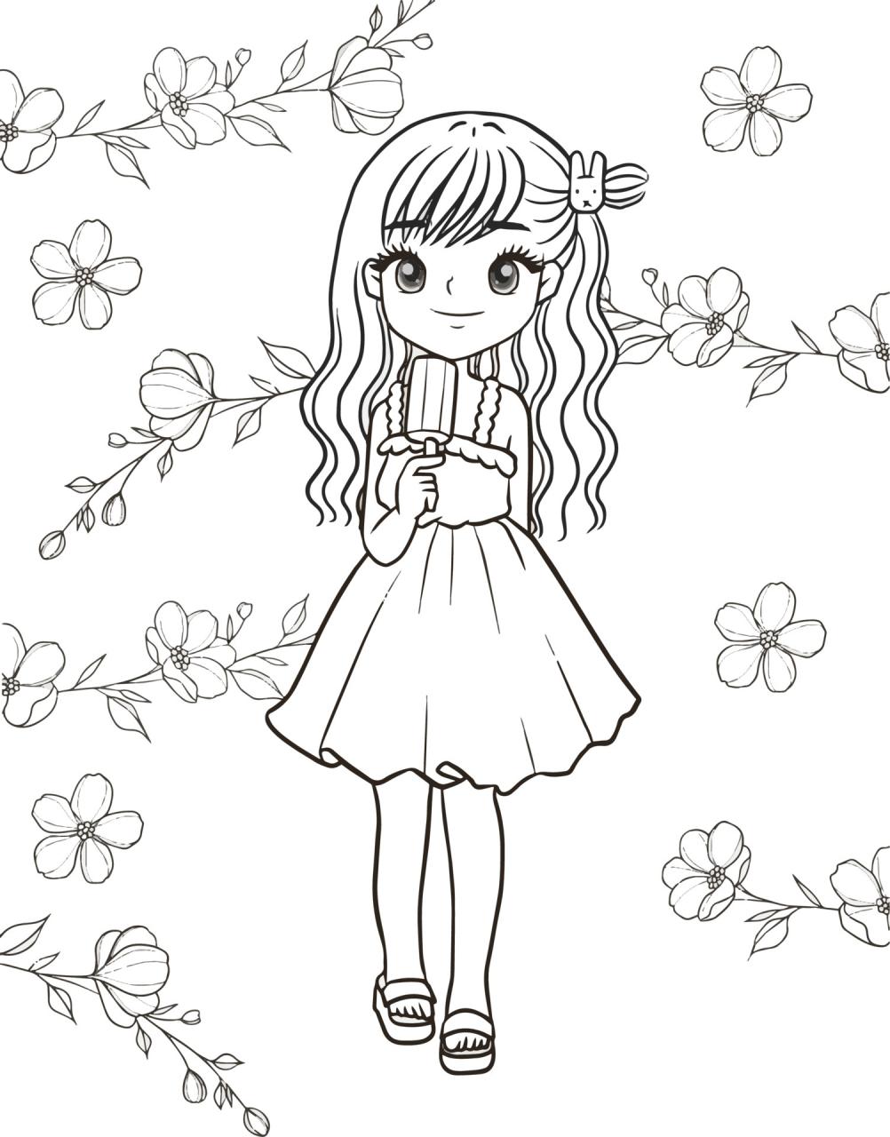 10 Adorable Cute Girl Cartoon Coloring Pages for Creative Fun