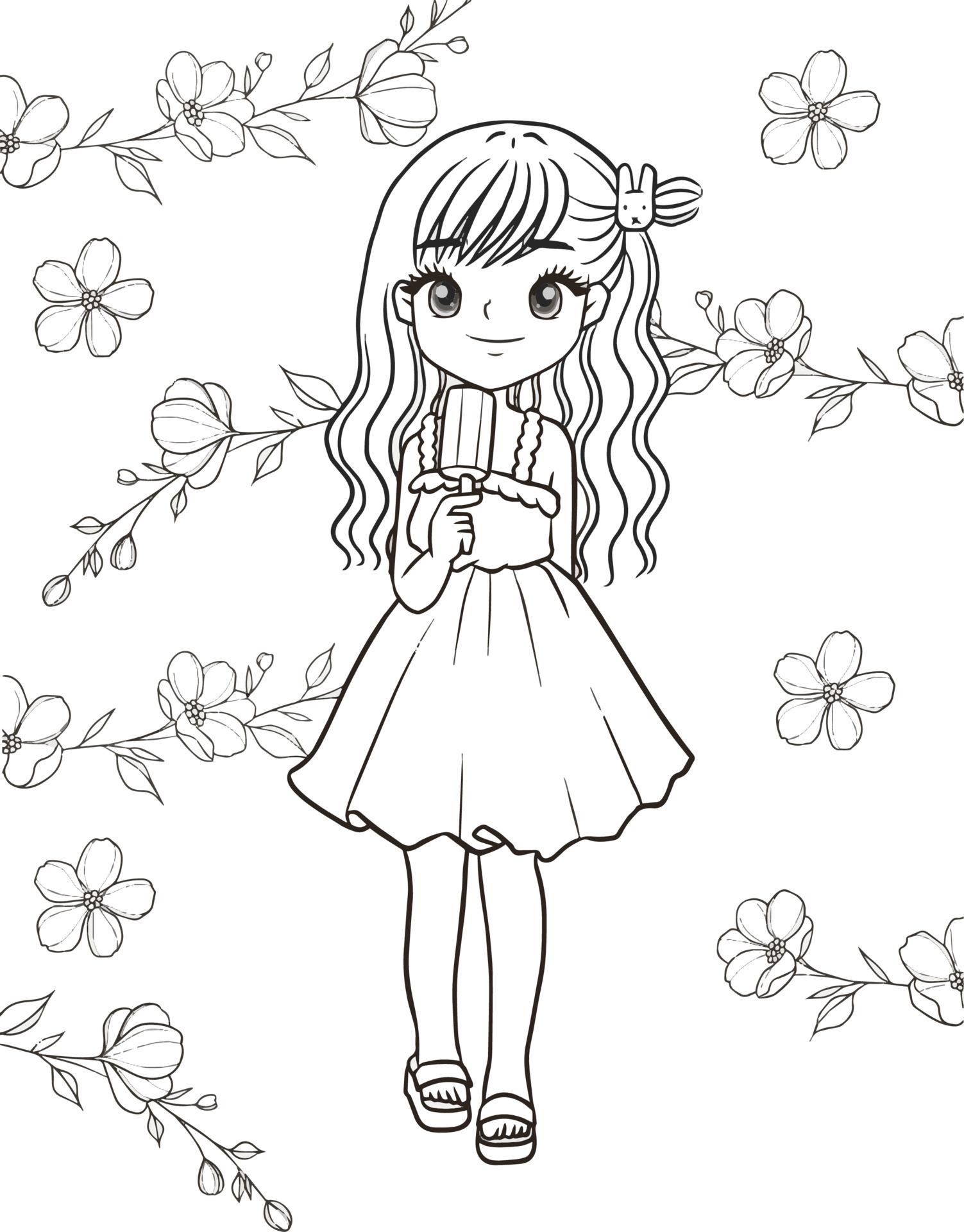 37+ Top Girls Cartoon Art Coloring Pages Colored