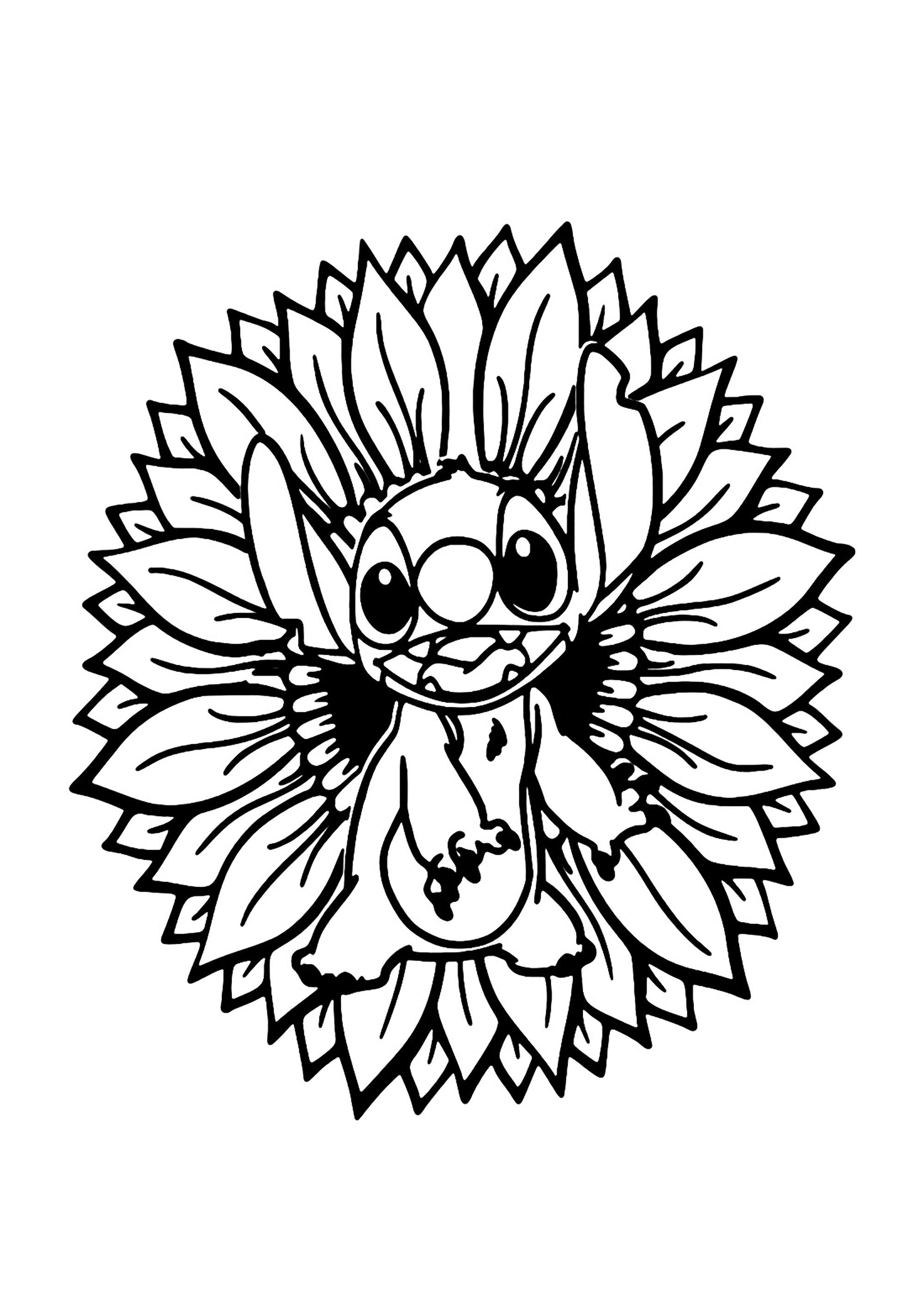 37+ Printable Stitch Flower Coloring Pages Colored