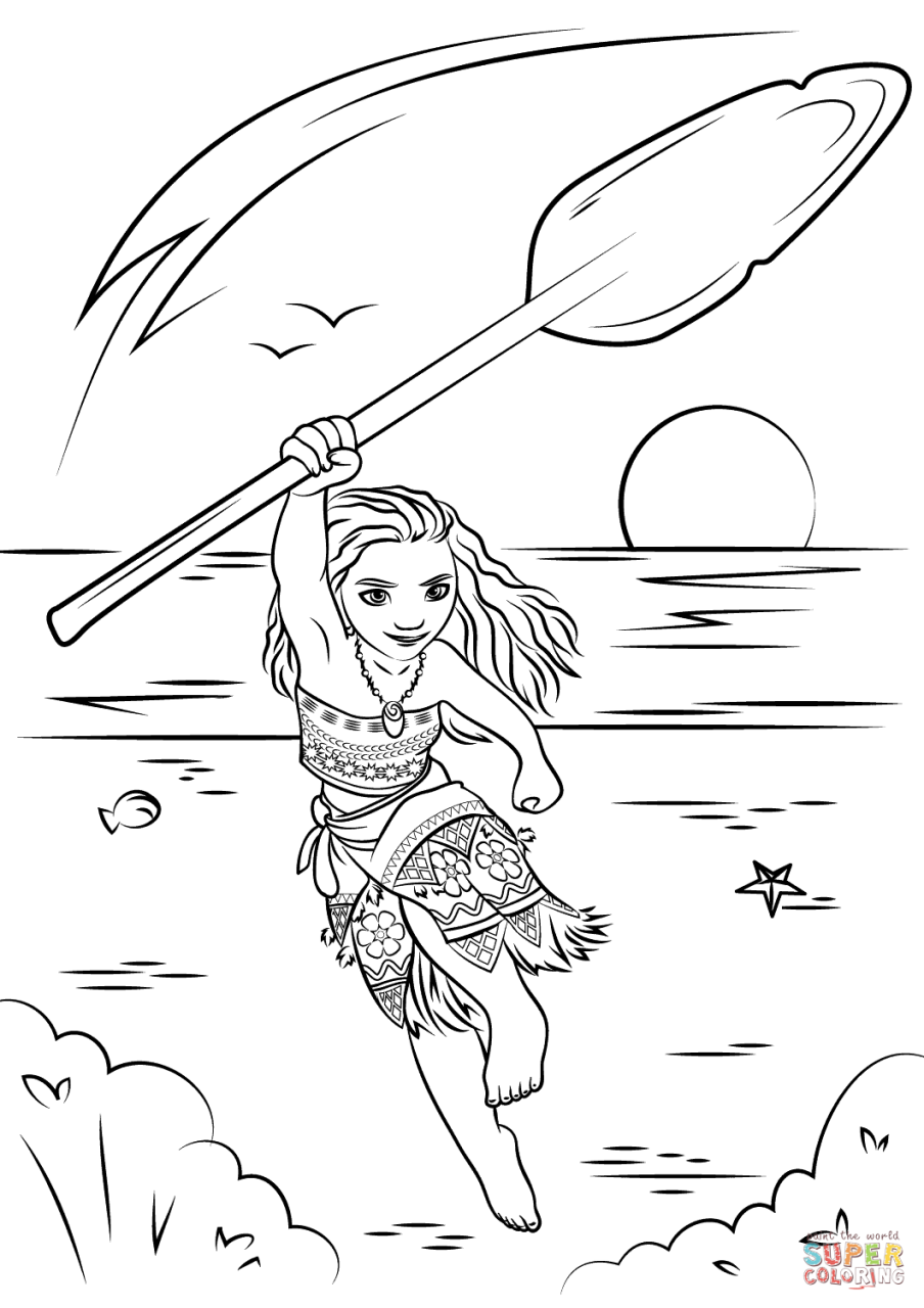 10 Magical Moana Cartoon Coloring Pages for Kids