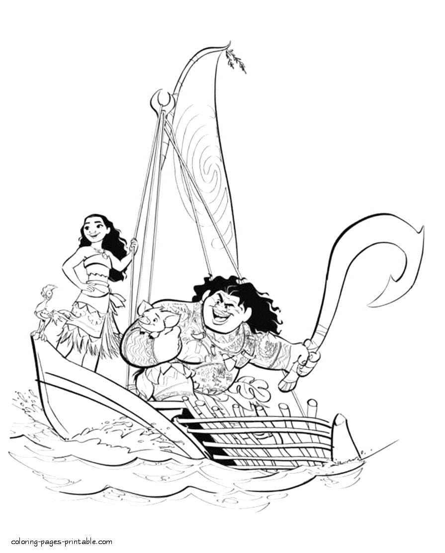 10 Magical Moana Cartoon Coloring Pages for Kids