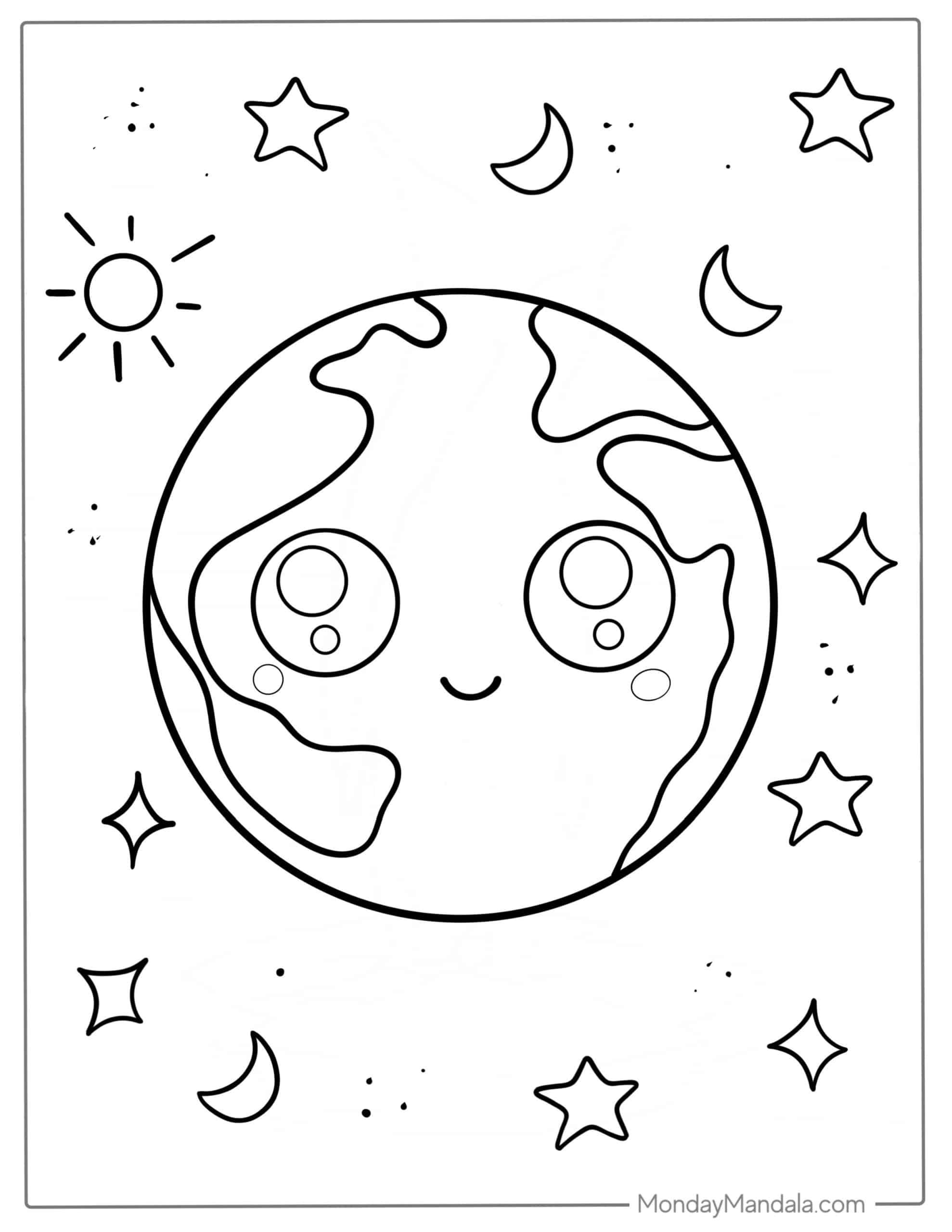 10 Planet System Coloring Pages Printable for Kids 42