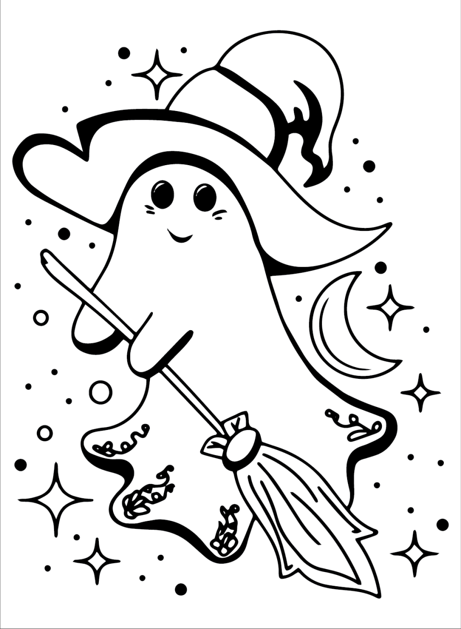 10 Spooktacular Ghost Cartoon Coloring Pages for Kids and Adults