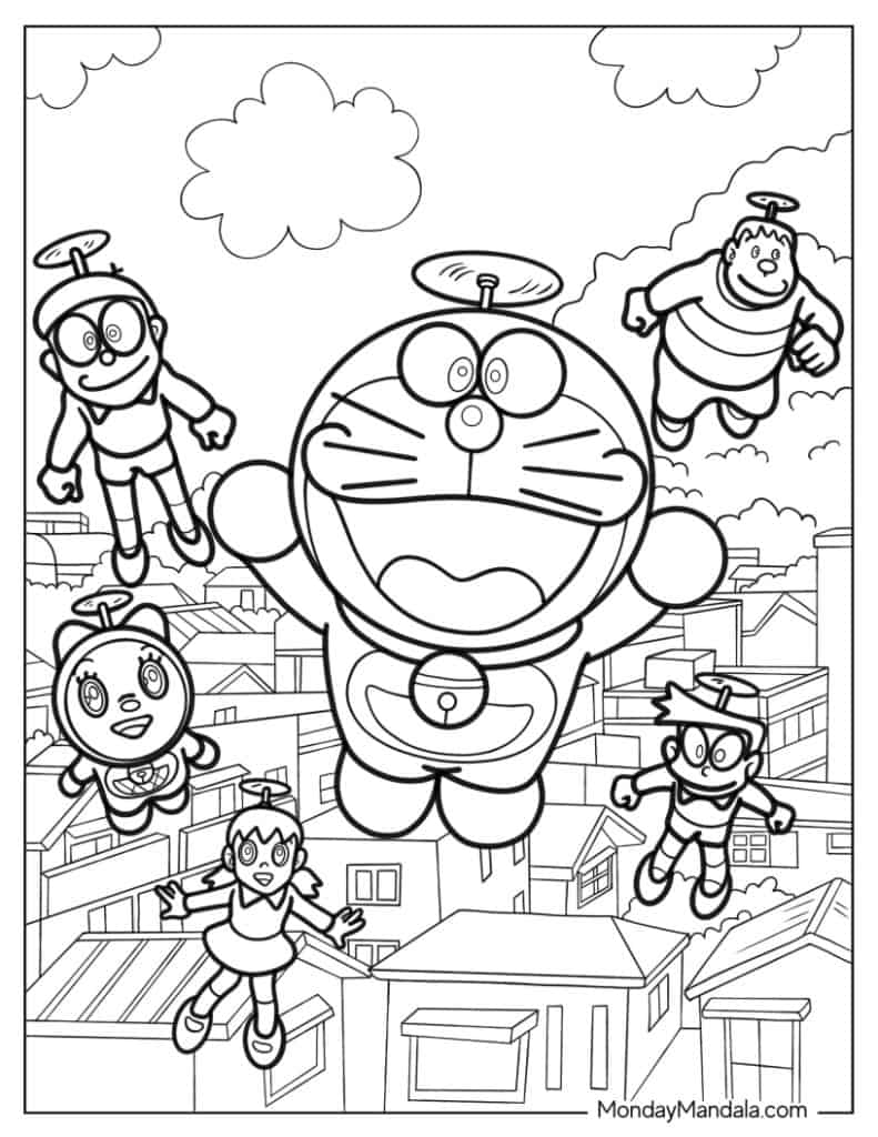 10 Fun Doremon Cartoon Coloring Pages for Kids