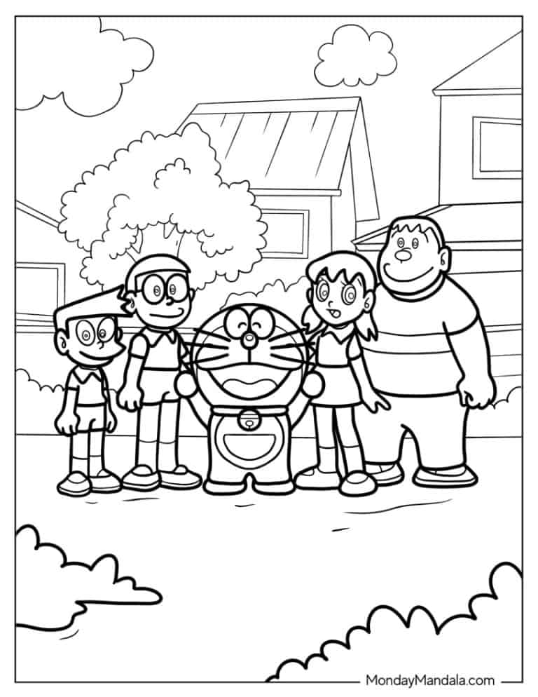 10 Fun Doremon Cartoon Coloring Pages for Kids