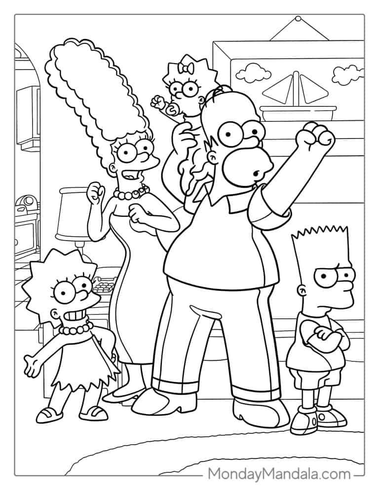 10 Hilarious Simpsons Coloring Pages for Devoted Fans