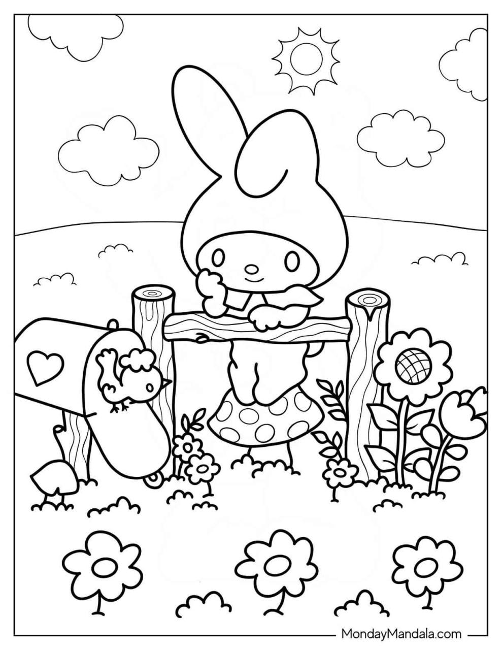 10 Sweet My Melody Cartoon Coloring Pages for a Delightful Coloring Adventure