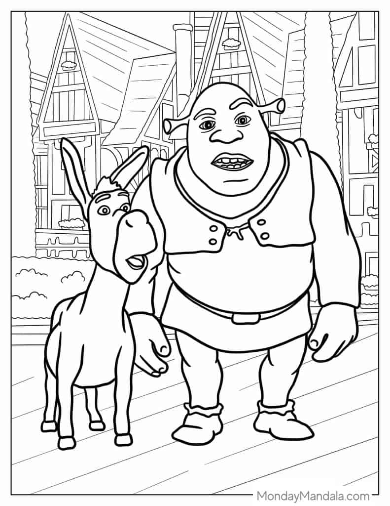 10 Hilarious Shrek Cartoon Coloring Pages to Print for Hours of Fun