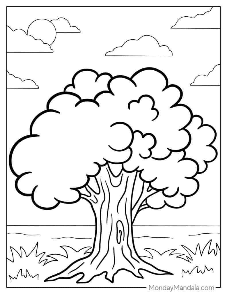 10 Cartoon Tree Coloring Pages for Nature Lovers: Unleash Your Inner Artist