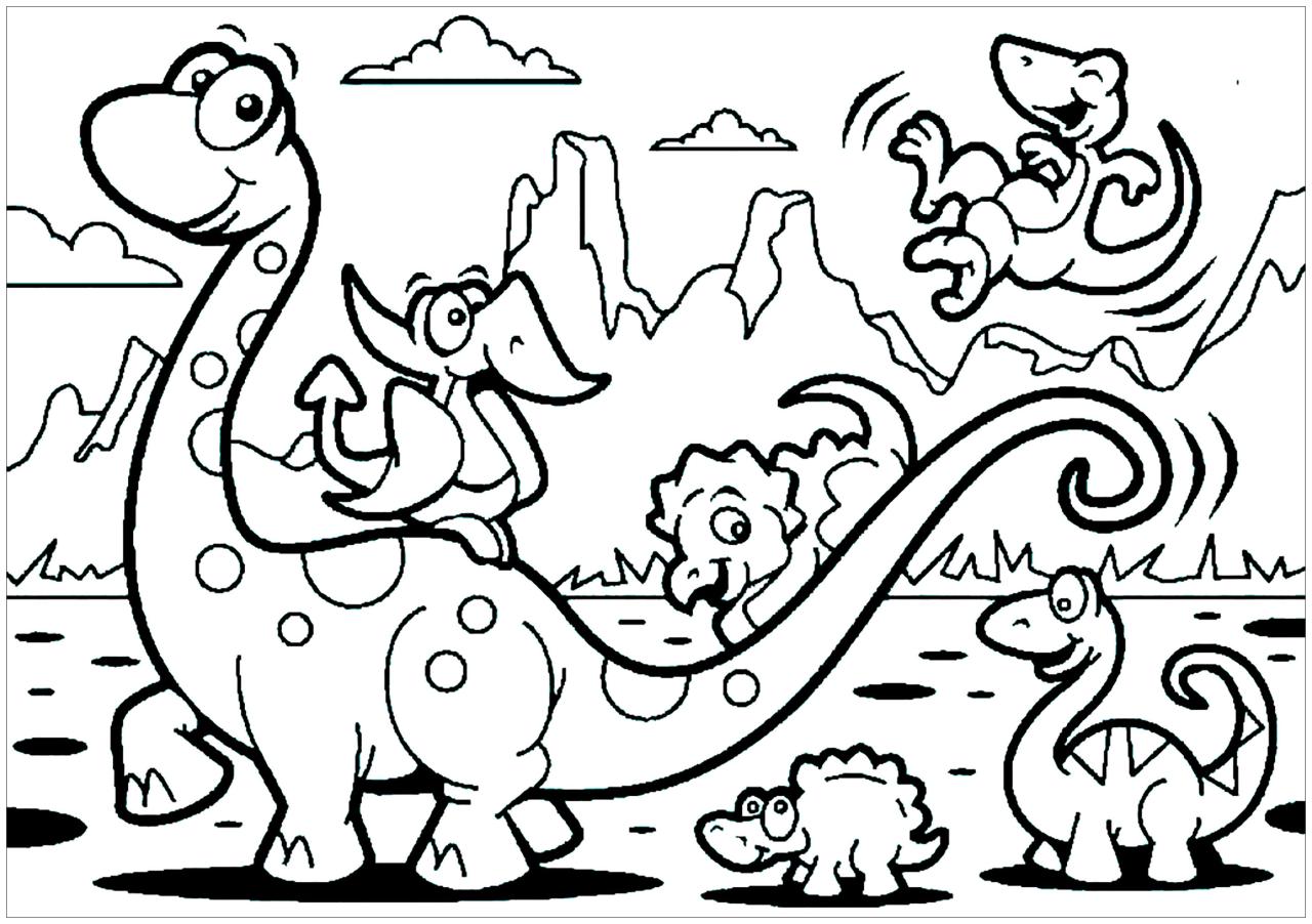 10 Fun Cartoon Dino Coloring Pages for Kids