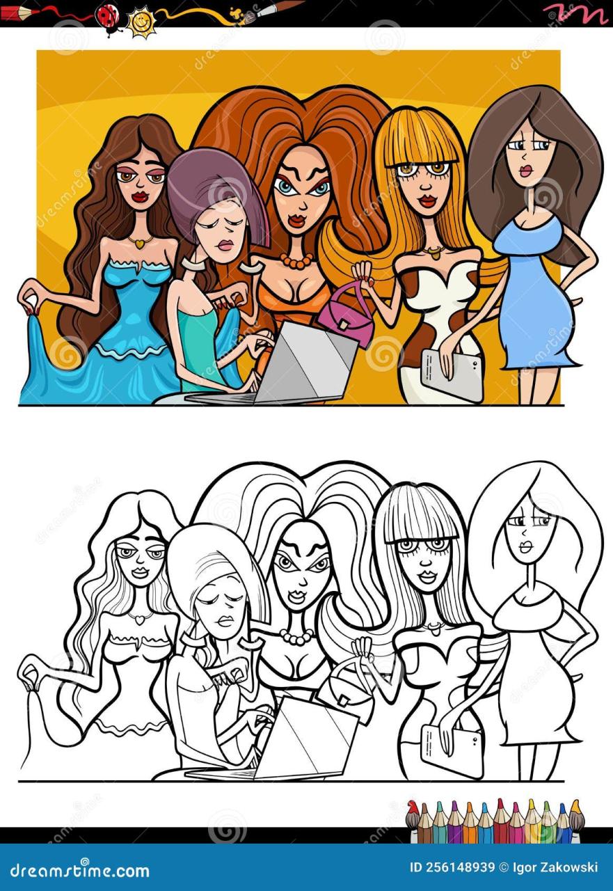 10 Cartoon Women Coloring Pages for Creative Fun