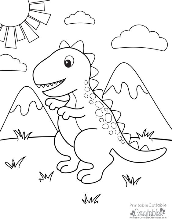 10 Fun Cartoon Dino Coloring Pages for Kids