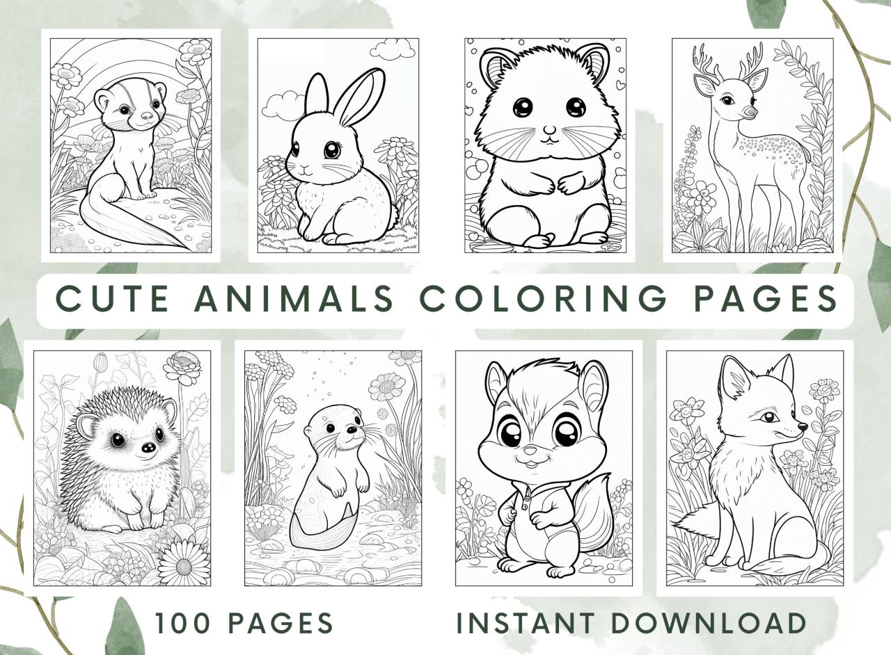 10 Adorable Cartoon Animal Coloring Pages for Kids